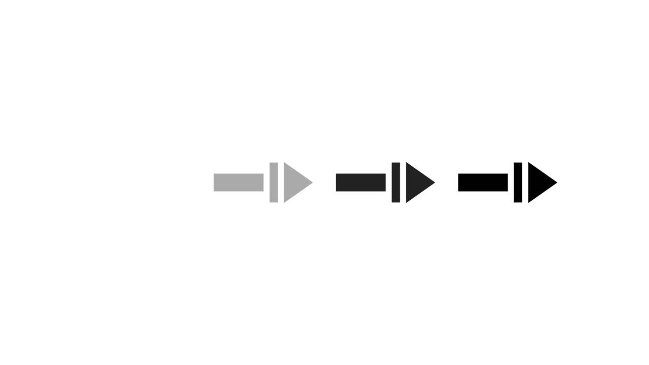 Black Arrow Icon Moving and Leaving a Trail on White Background