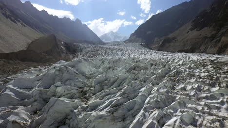 aerial shot over glacier at fairy meadows pakistan, cinematic revealing drone shot