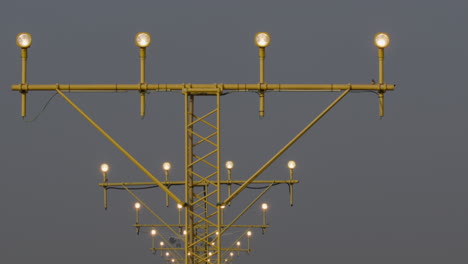 airplane landing approach lights at night