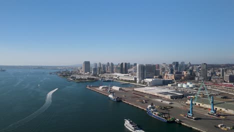 industrial terminal along san diego bay near the embarcadero marina park and downtown in california