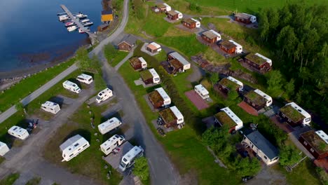 beautiful nature norway aerial view of the campsite to relax.