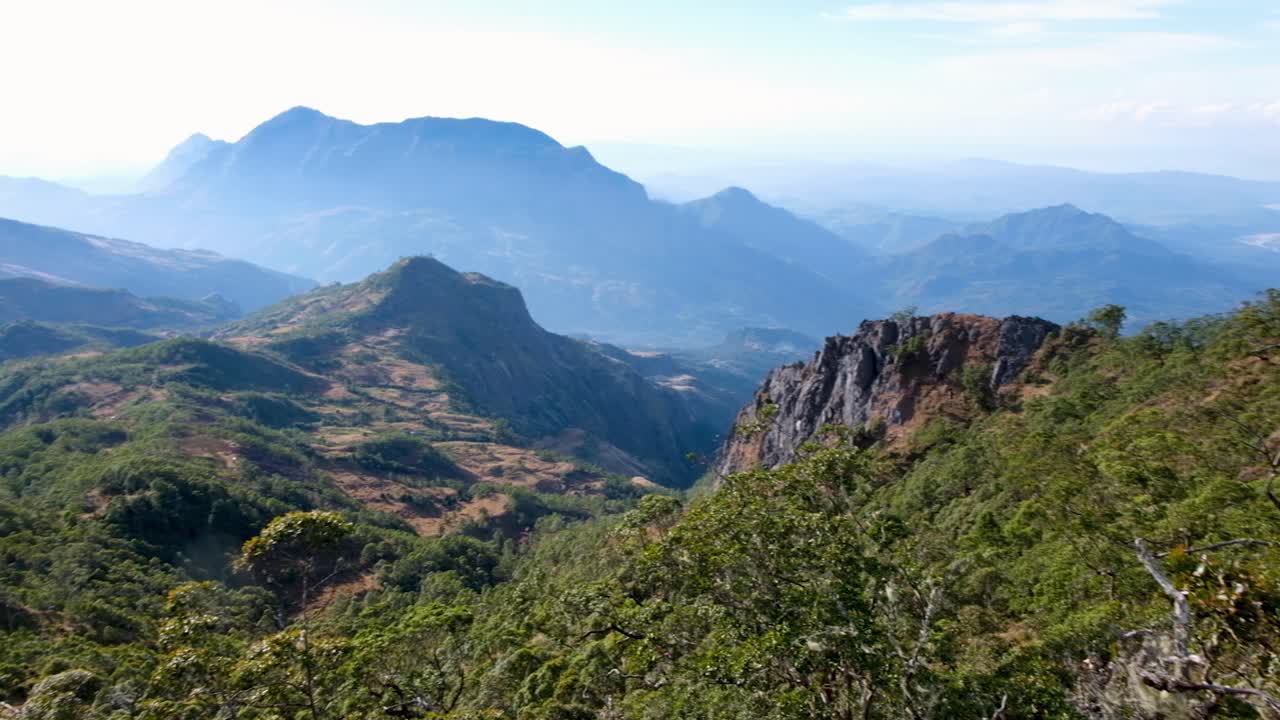 Scenic view of rugged mountainous landscape from Mount Ramelau in remote districts of Timor-Leste, Southeast Asia