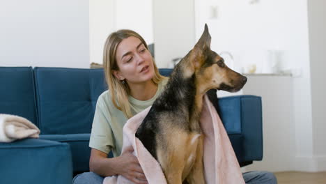 Woman-and-dog-at-home