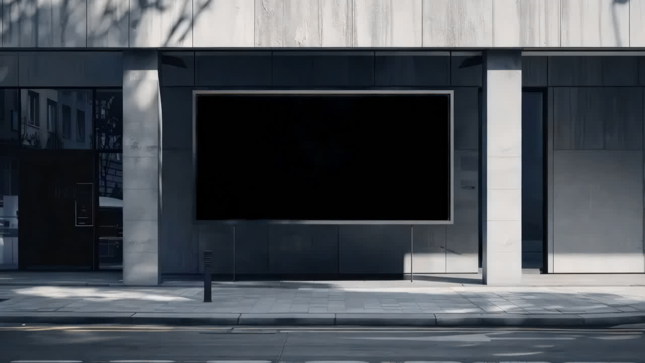 Digital billboard on exterior wall live mockup, animated overlay, transparent 4K video, alpha