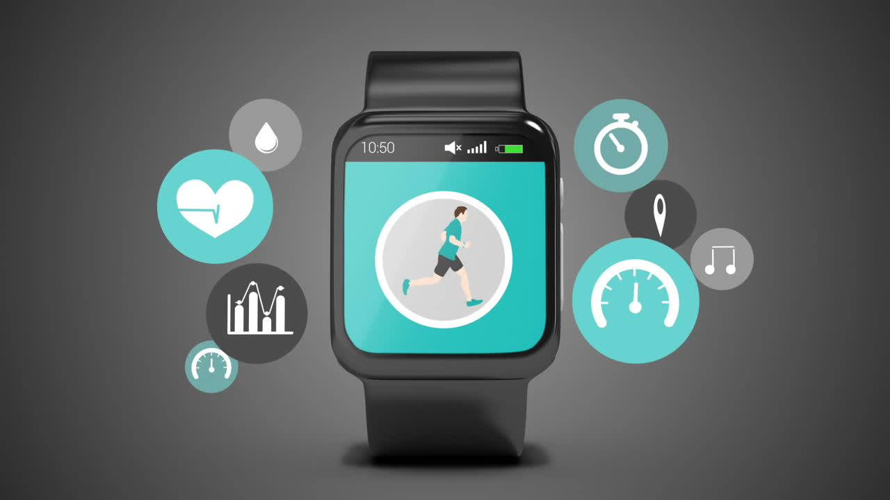 concepto de reloj inteligente con iconos