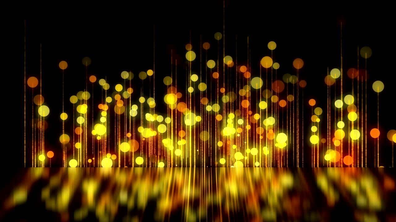 금색 흐름의 선과 원은 반사된 영역에서 고 떠다닙니다.