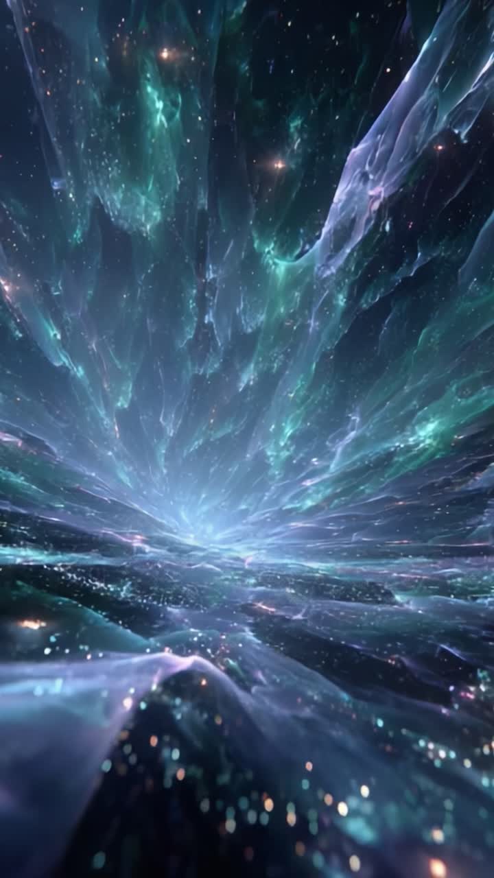A Mesmerizing Journey Through the Universe: An Ethereal Spiral of Light and Color in a Cosmic Landscape