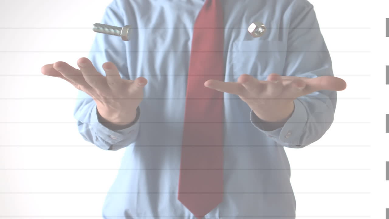 ⁇ 색 배경 에  ⁇  과 볼트 를 던지고 잡는 사업가 의 애니메이션