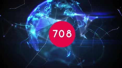 animación de números que cambian a través de redes de conexiones
