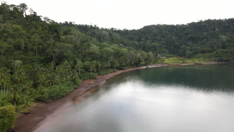 Drohnenschuss-Fliegt-über-Einen-Strand-Und-Wald-Am-Golfo-Dulce-In-Costa-Rica