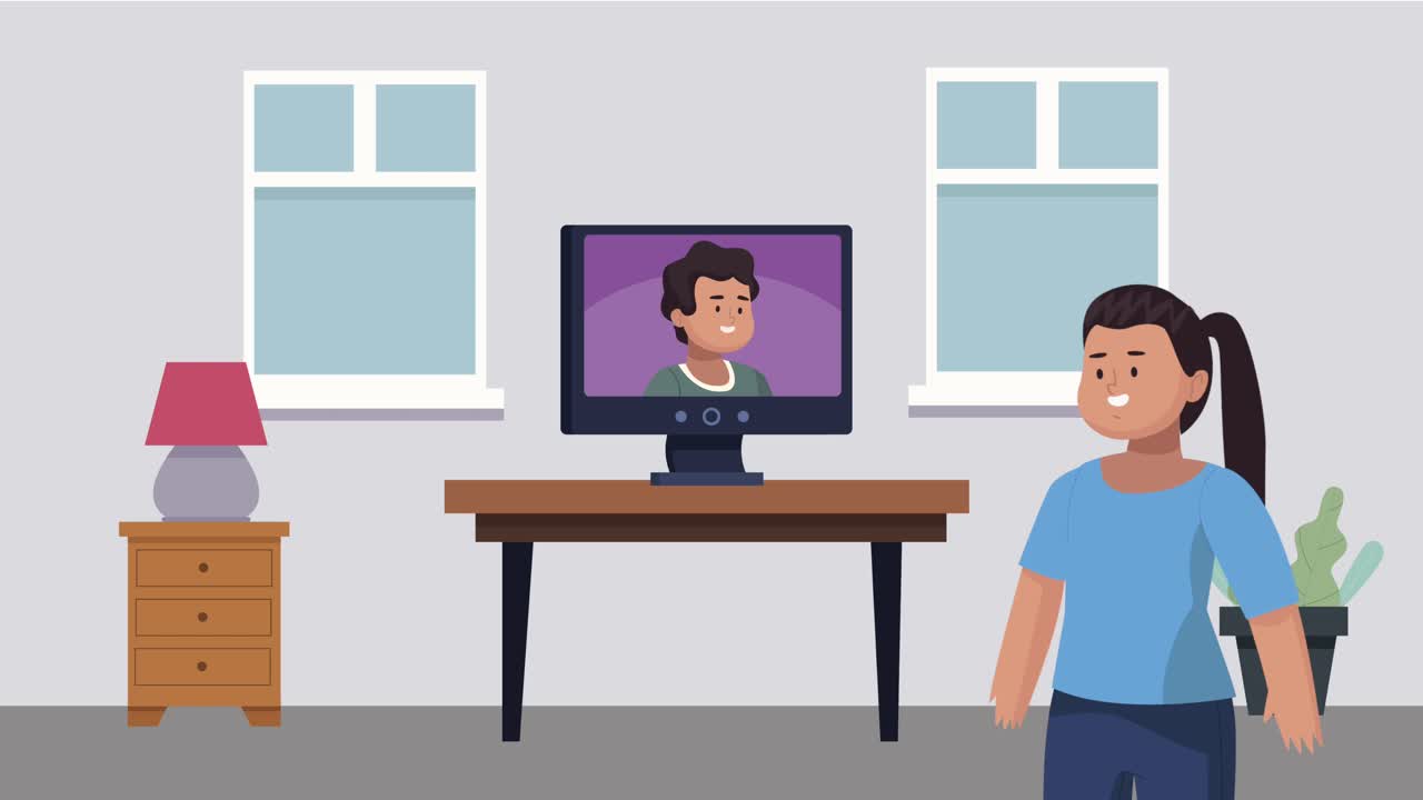 person communicating with video animation