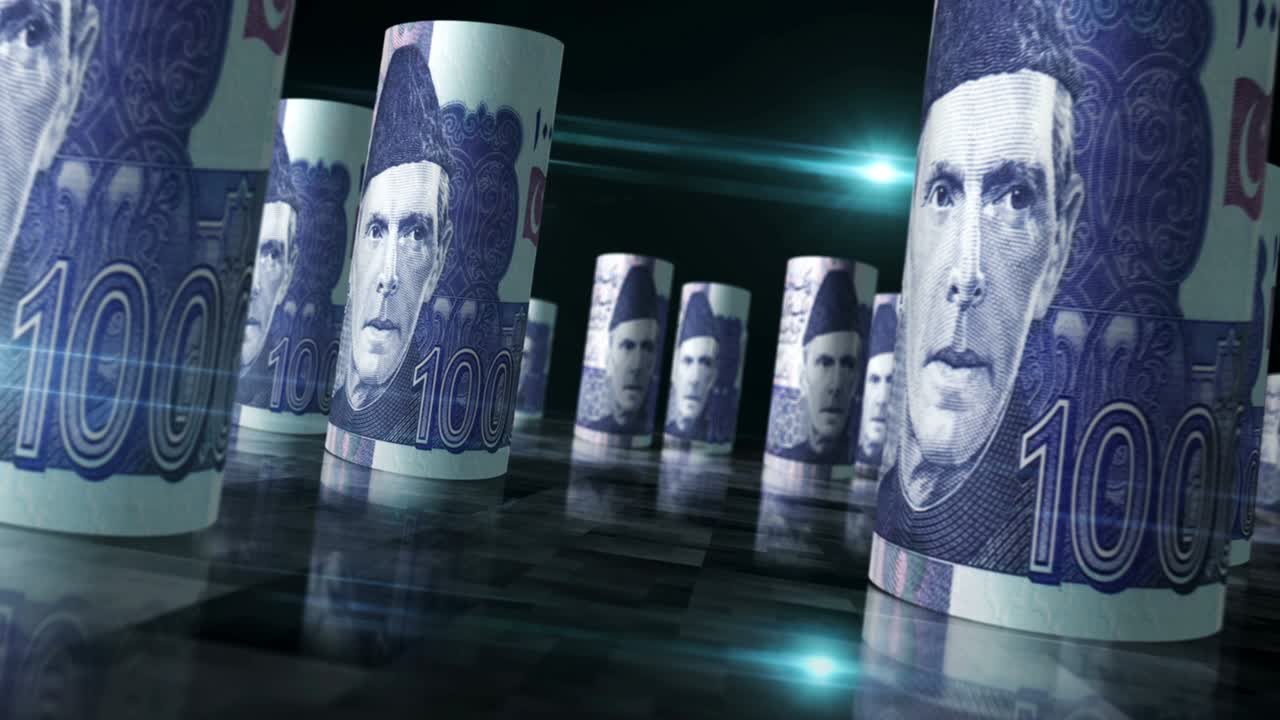 파키스탄 루피 지폐 롤