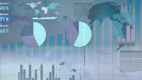 animation of financial data processing over globe