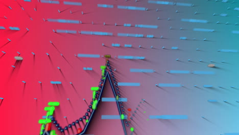 animación del procesamiento de datos financieros contra un fondo de gradiente rosa y azul