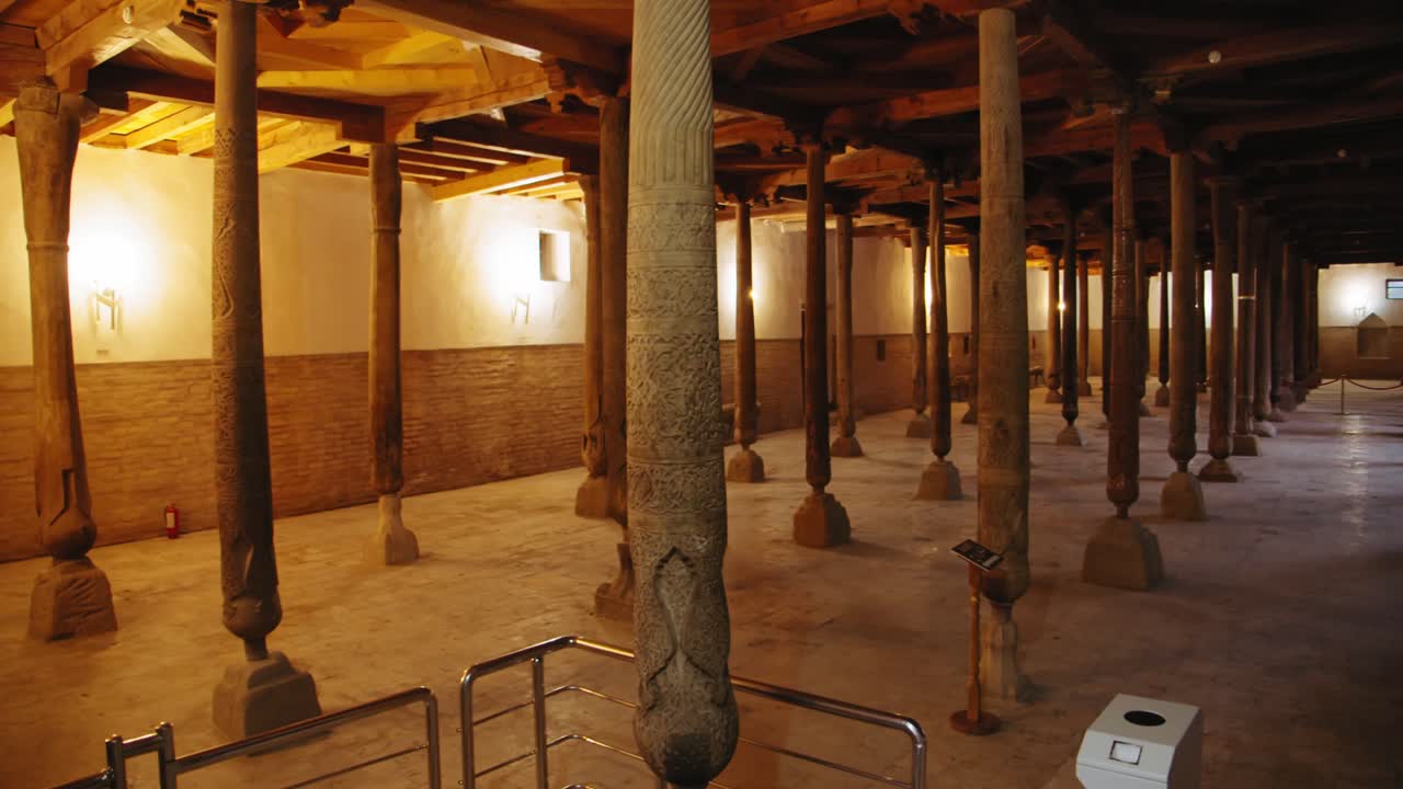 Khiva Uzbekistan Fortress Ichan Kala Wooden columns inside the old mosque 1