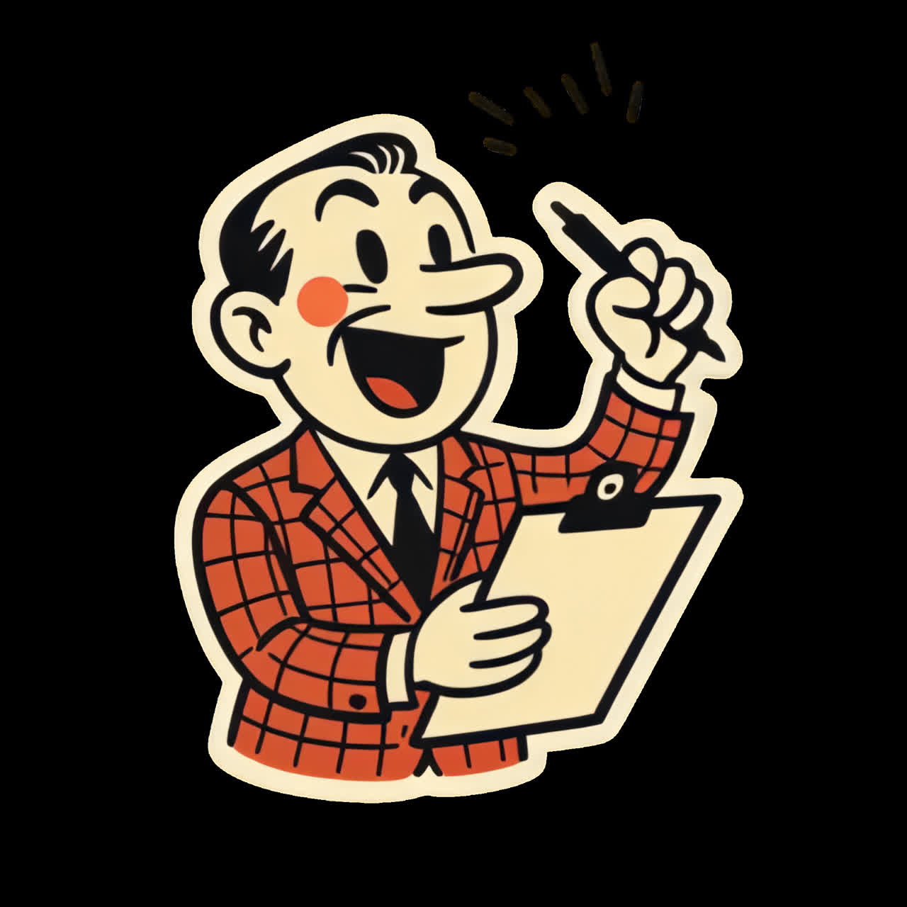 Retro cartoon character illustration animation isolated asset, transparent 4K video, alpha channel