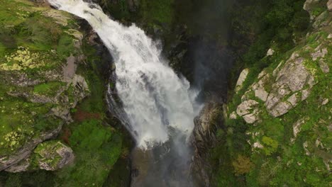 stunning view of fervenza de toxa, waterfall in toxa river, pontevedra, galicia, spain