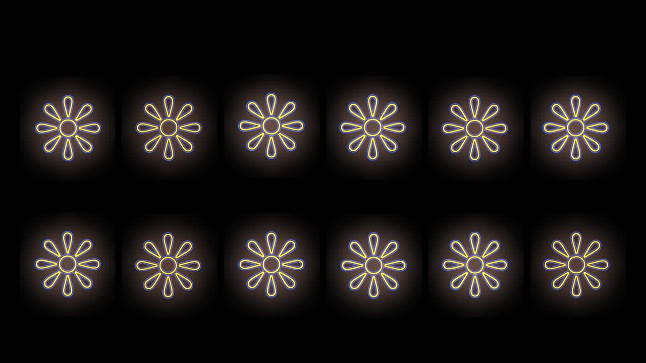 patrón de flores de verano abstracto amarillo neón pulsante en filas 4