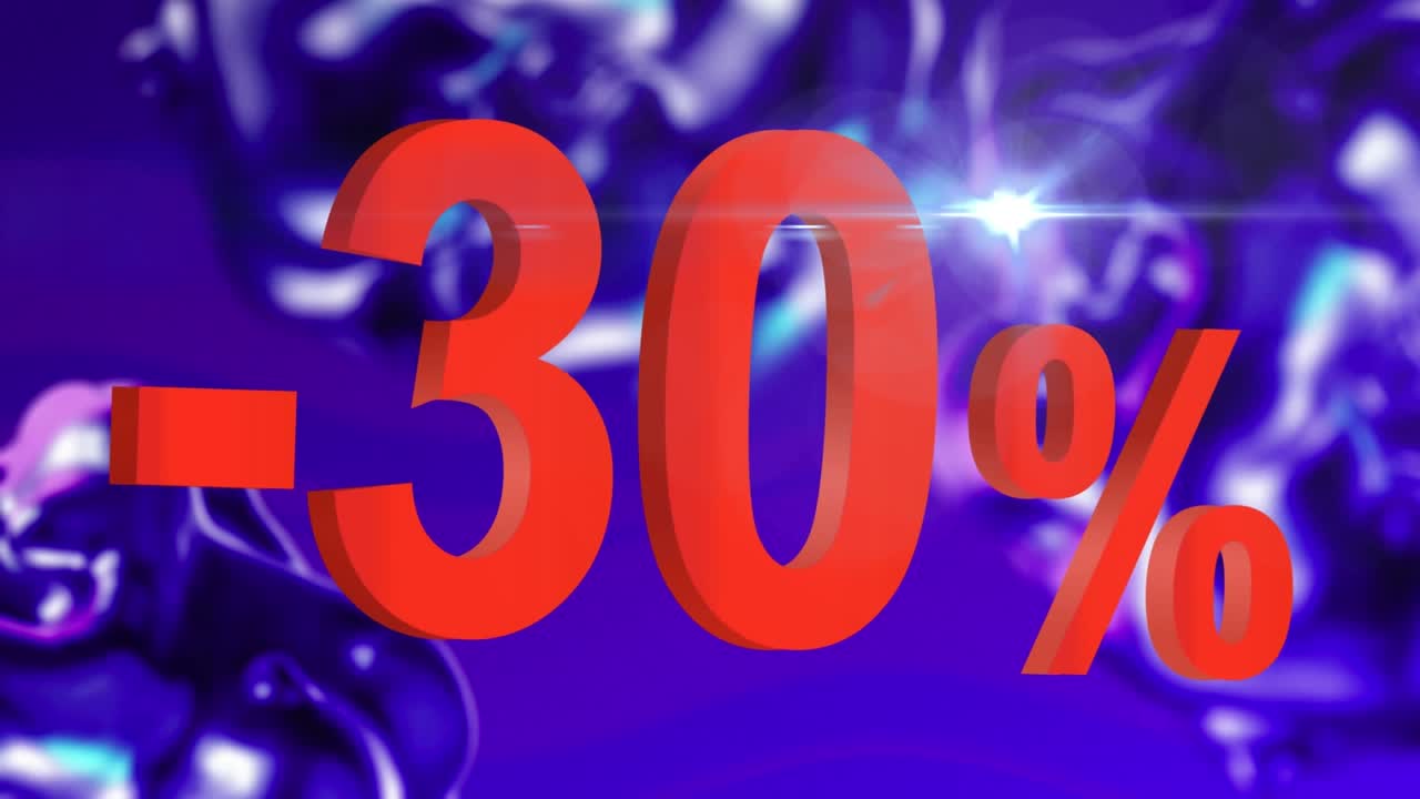 Animazione del testo rosso "30" su sfondo blu