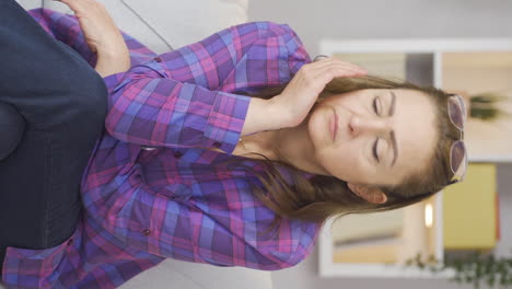 vertical video of woman with boredom.