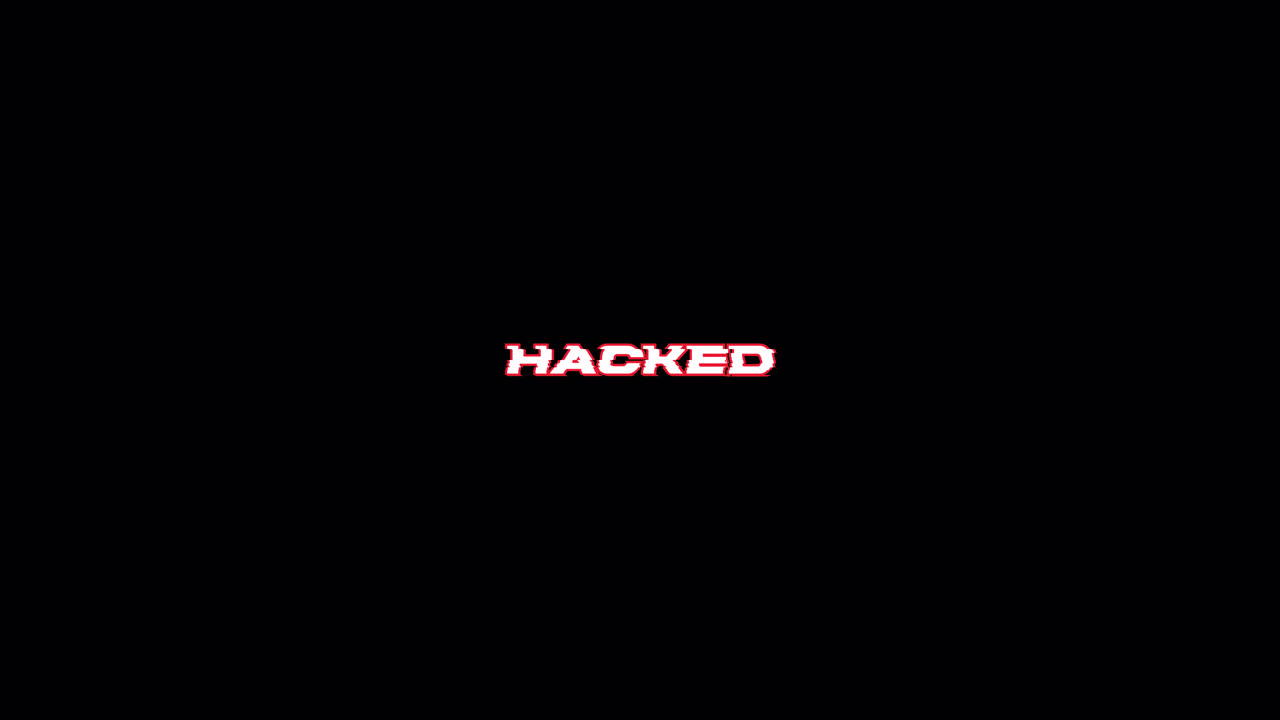 Hacked Text with Glitch Effect on Black Background