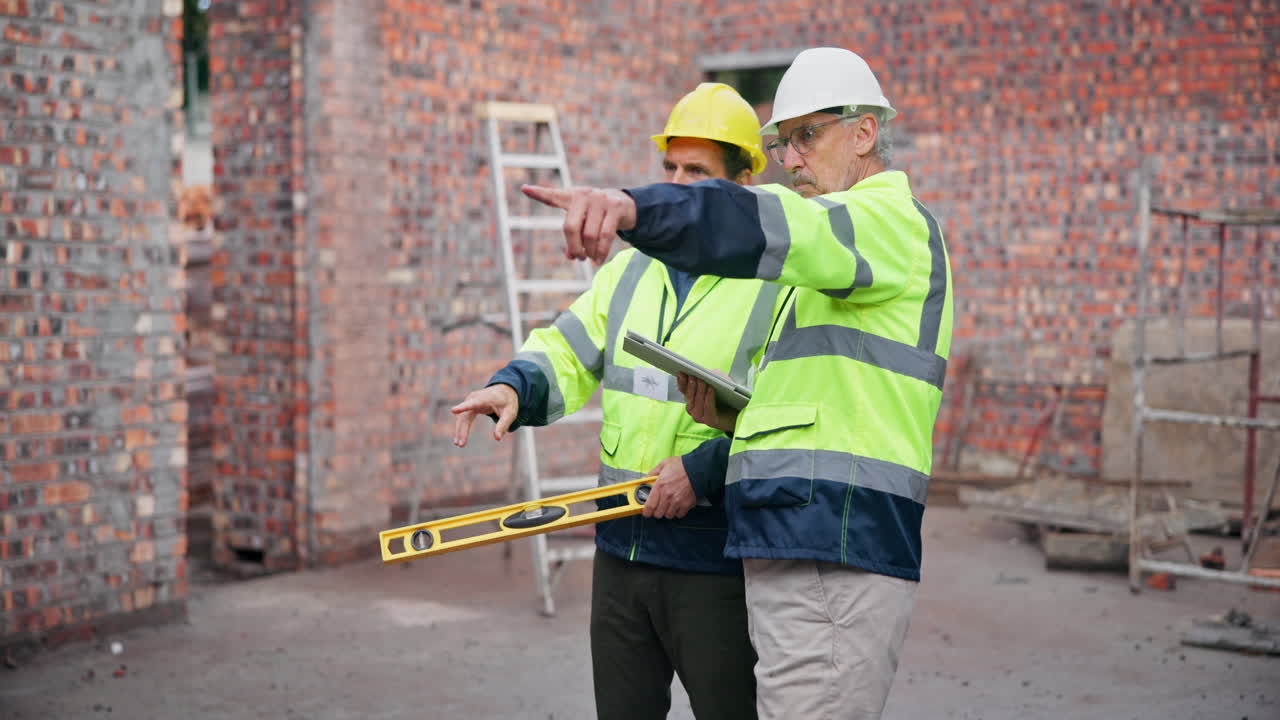trabajadores de la construcción inspeccionando un sitio de construcción