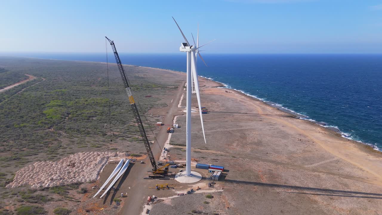 Wind Turbine Construction on the Curaçao Coast