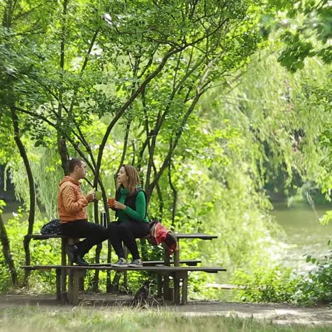 loving couple drinking tea