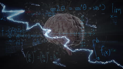 animación del cerebro humano y procesamiento matemático de datos