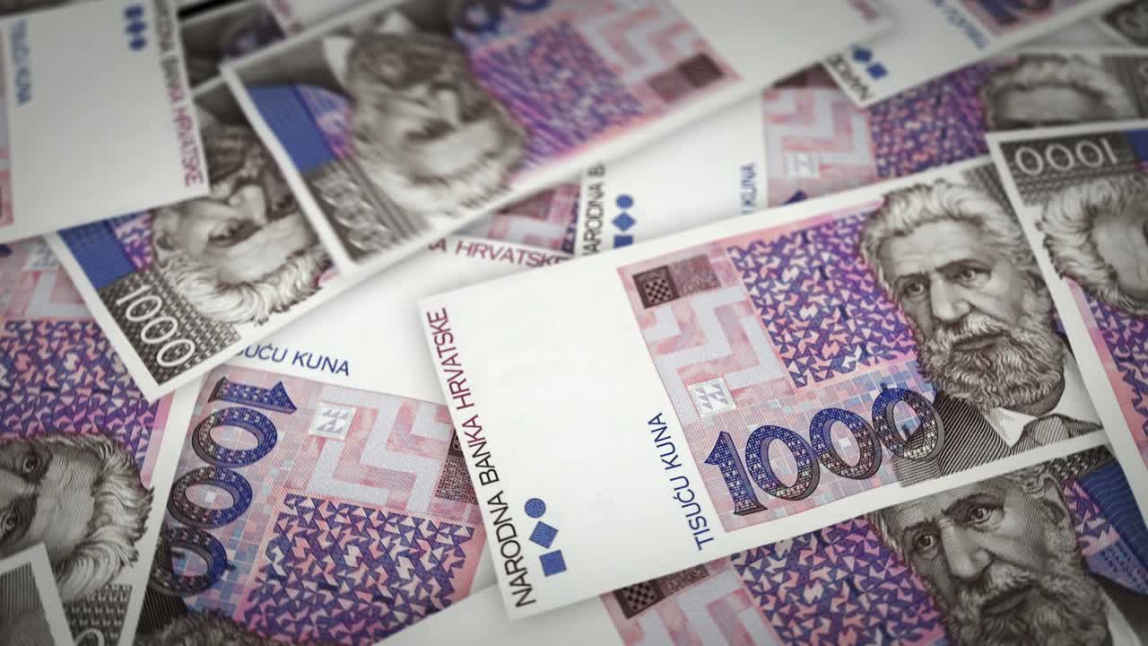 croacia kuna creciente pila de dinero bucle sin costuras