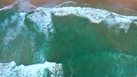 Vista-Aérea-Estacionaria-De-Arriba-Hacia-Abajo-Tomada-Por-Un-Dron-De-Las-Corrientes-De-Resaca-De-La-Playa-Y-El-Océano-En-Bondi-Beachaustralia