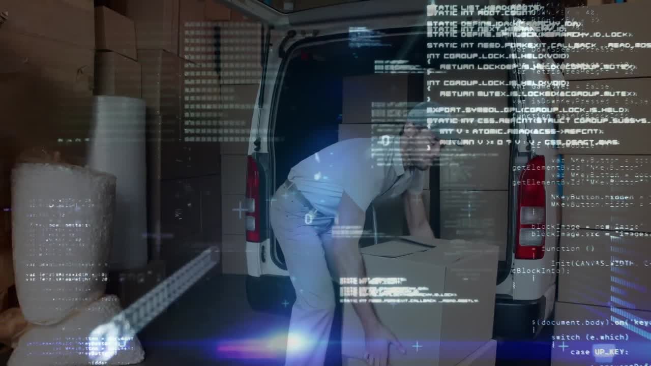 Animation of data processing over delivery man