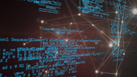animazione dell'elaborazione dei dati sullo schermo e della rete di connessioni