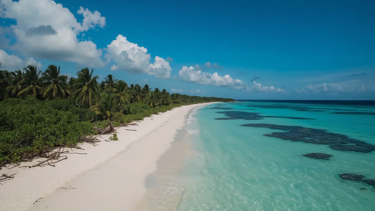 Il paradiso della spiaggia tropicale con le palme e l'acqua turchese