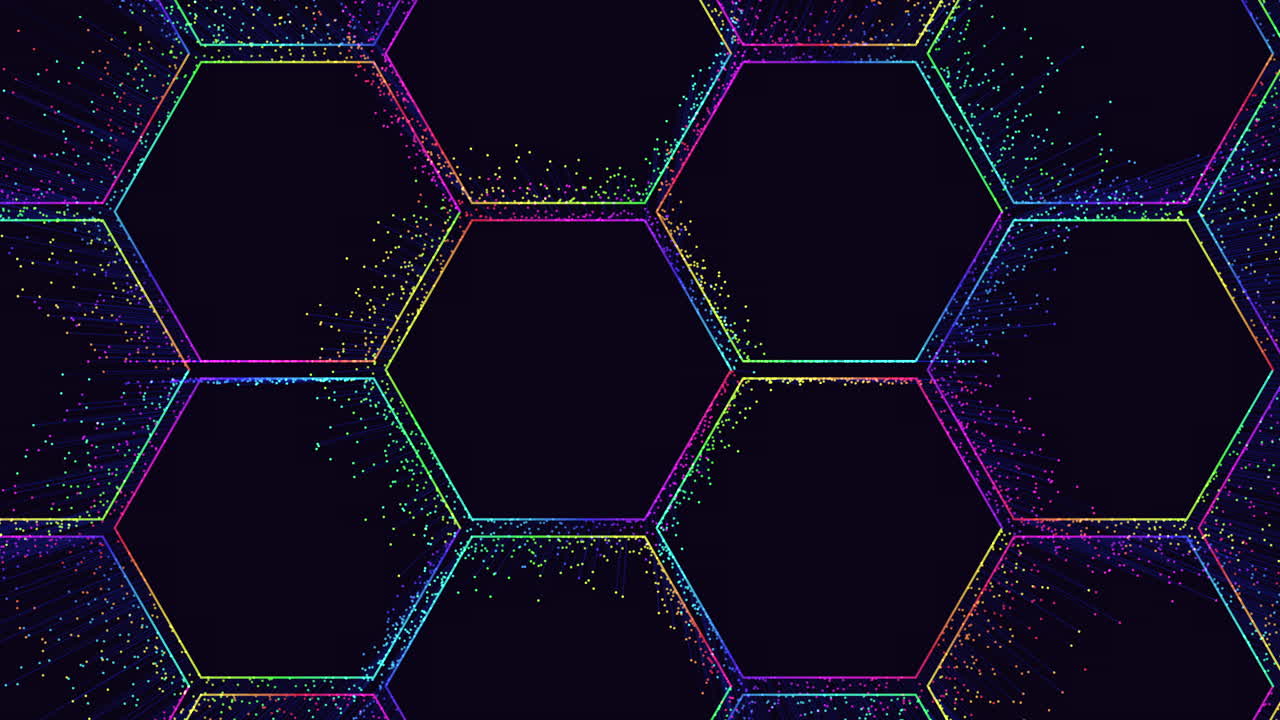 patrón hexagonal formado por líneas y puntos multicolores