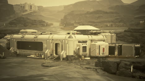 puesto avanzado futurista en un planeta desierto