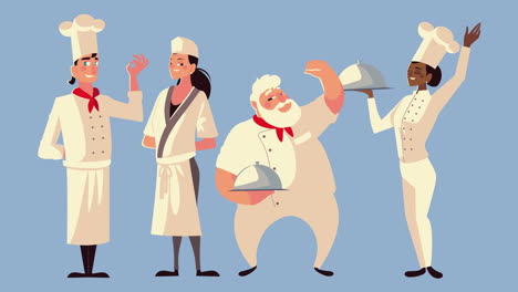 interracial chefs group comic characters animation