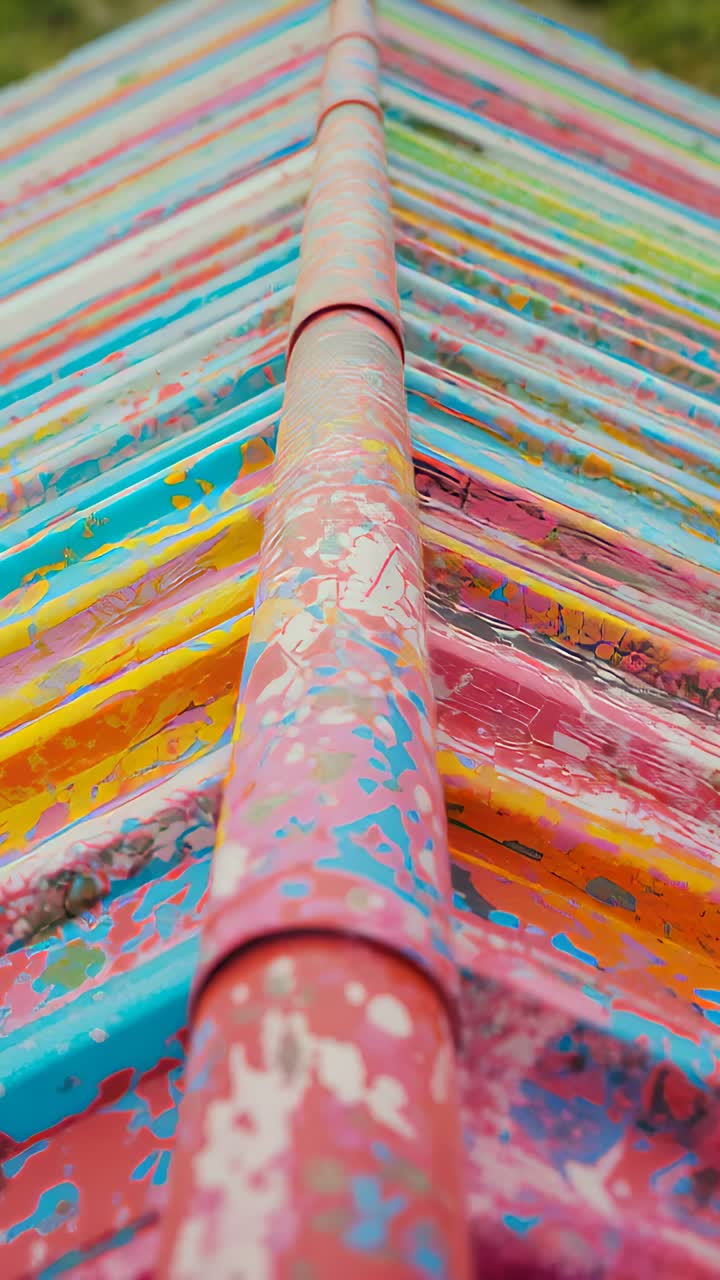 Vertical video: Pulling back, camera revealing painted ridge on roof showing rings, exposing paint