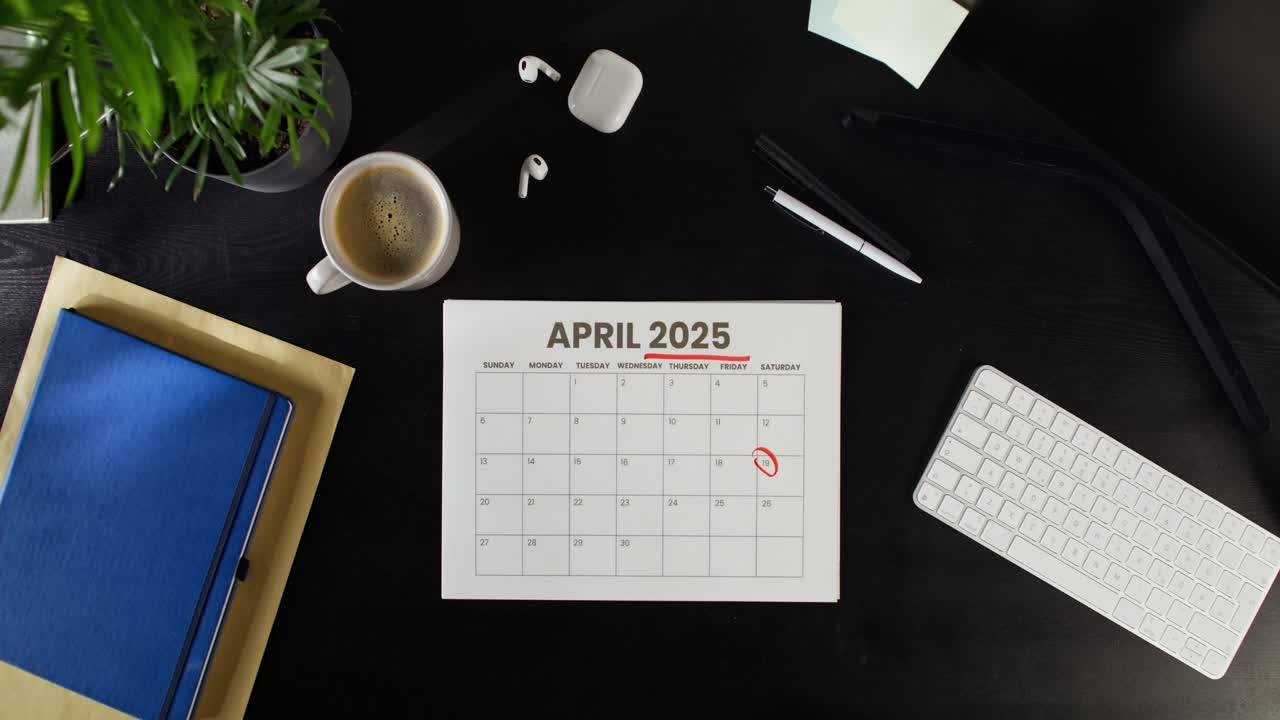 Person Planning with Calendar and Office Supplies