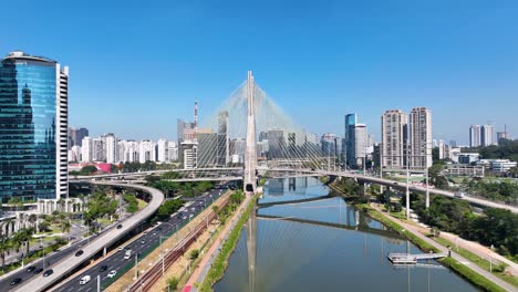 cable bridge at downtown in sao paulo brazil