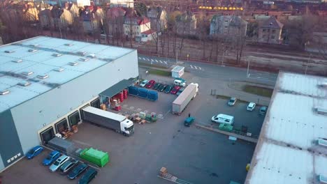 aerial view of a busy warehouse and distribution center