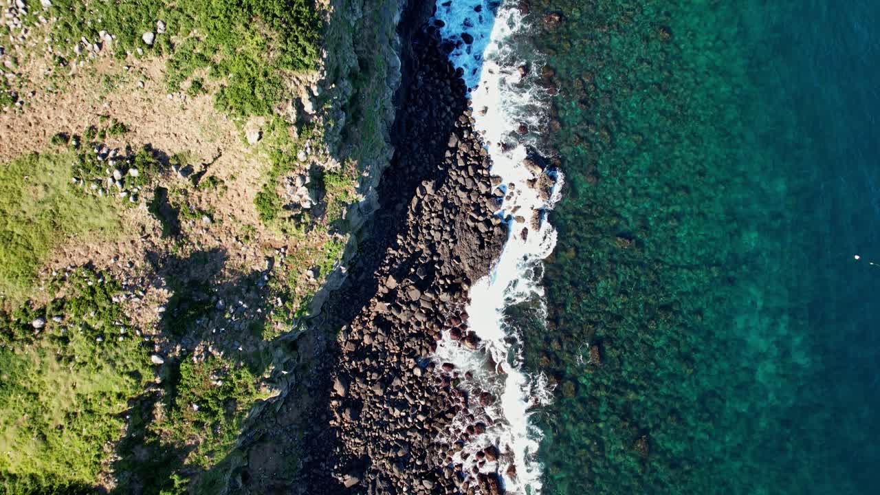 Rocky Coast Of Cook Island In NSW, Australia - Drone Shot