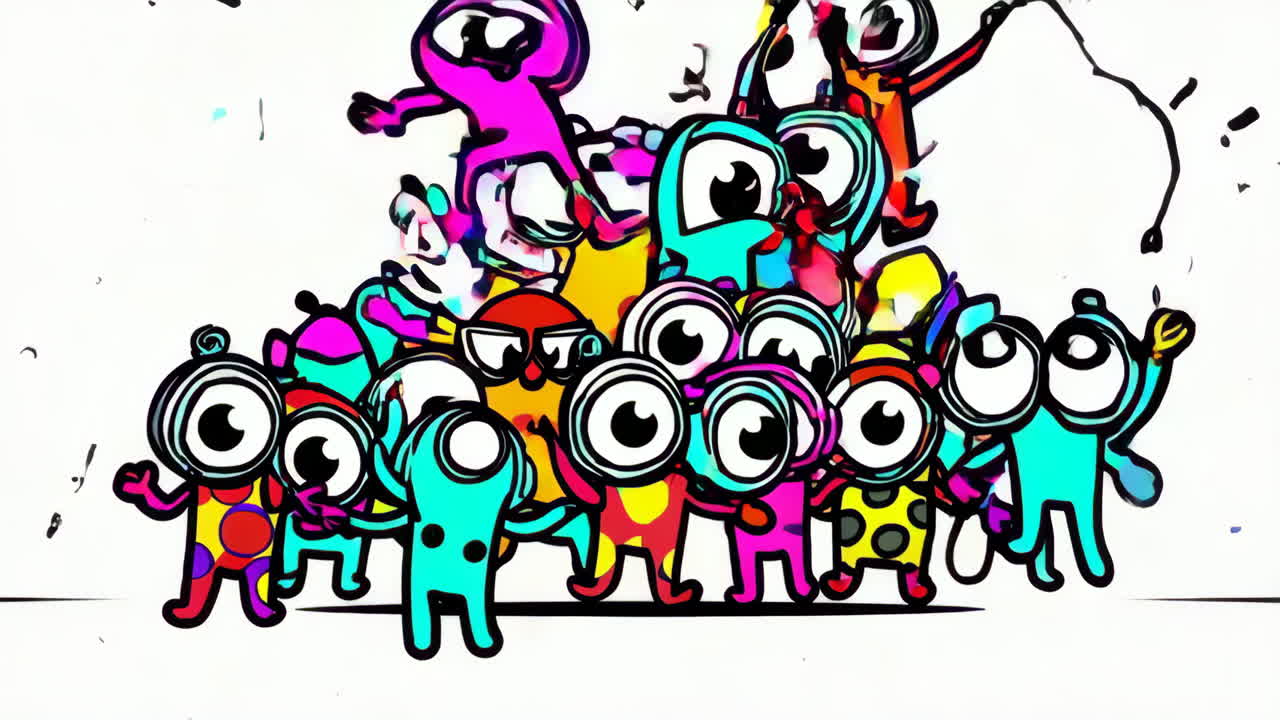 Colorful Big-Eyed Cartoon Monsters