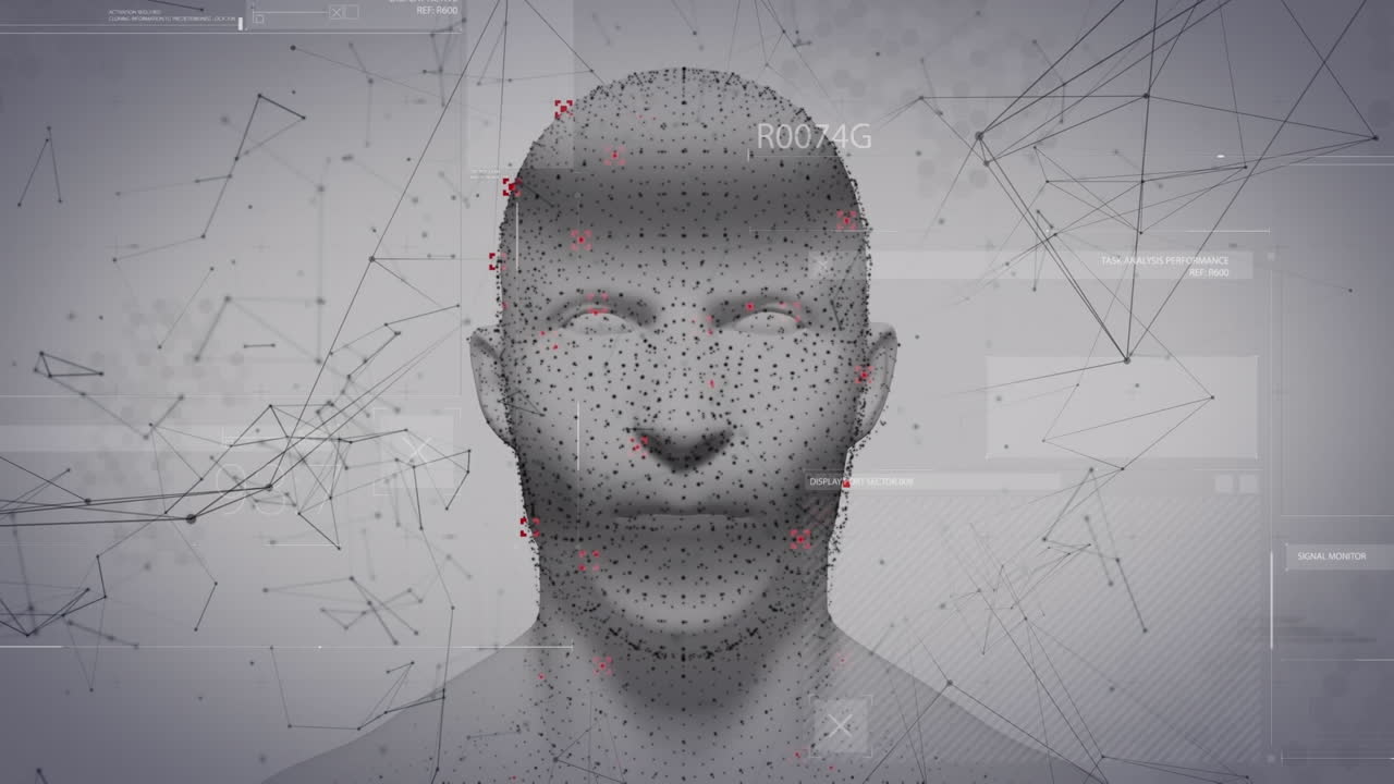 animación de la red de conexiones sobre la cabeza humana