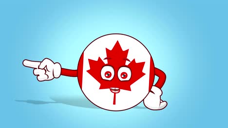 icono de dibujos animados bandera de canadá puntero izquierdo con animación de cara con alfa mate