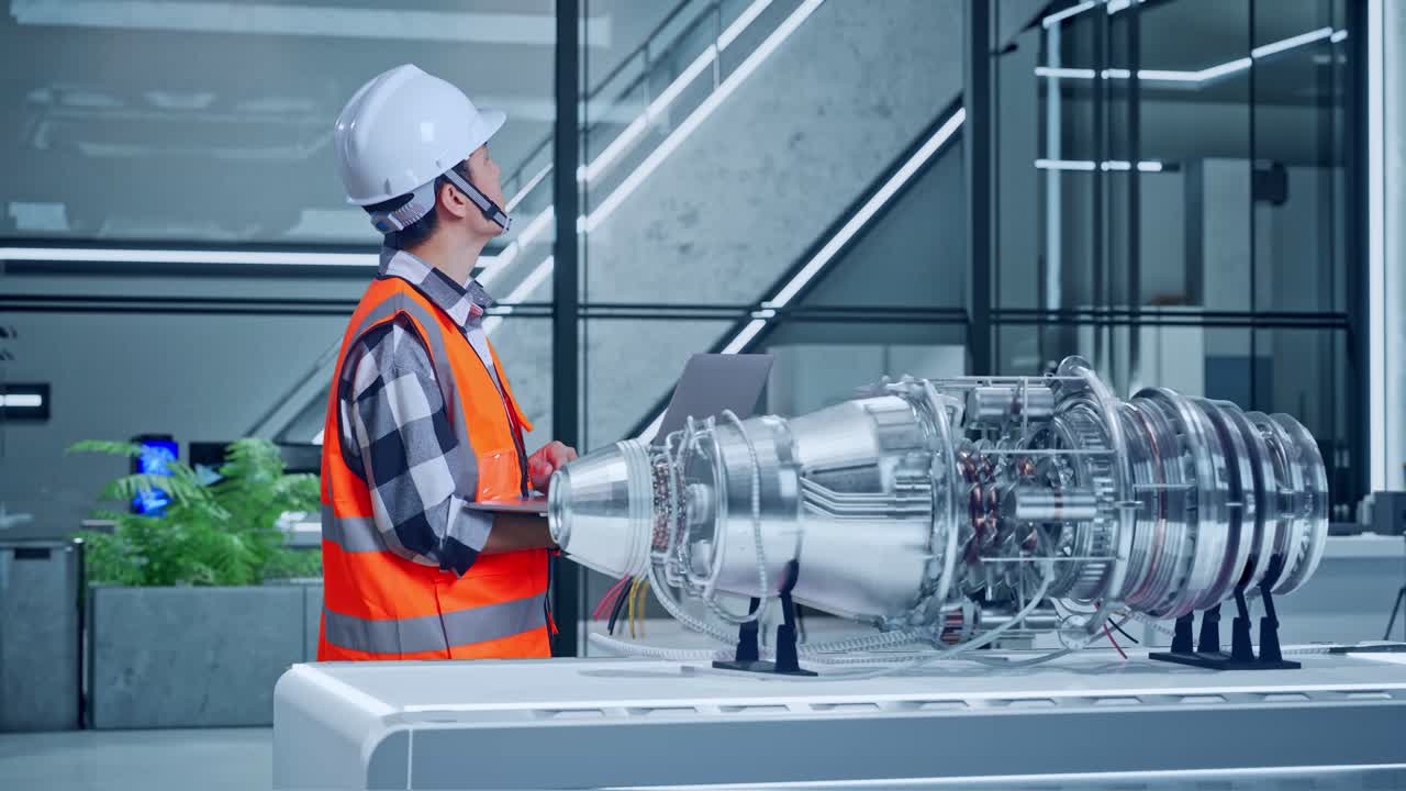 ingegnere che lavora su una macchina complessa