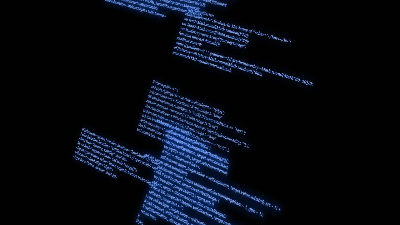 검은색 바탕에 파란색 데이터 처리의 애니메이션