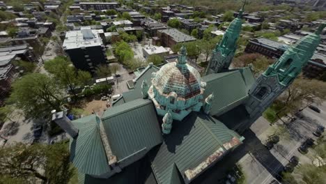 st stanislas de kostka eglise church at daytime in montreal, canada - drone fpv