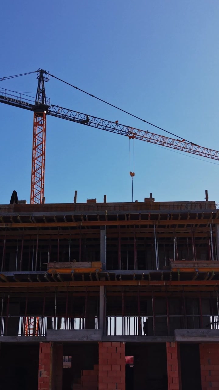 Panorama of seaside city and construction site