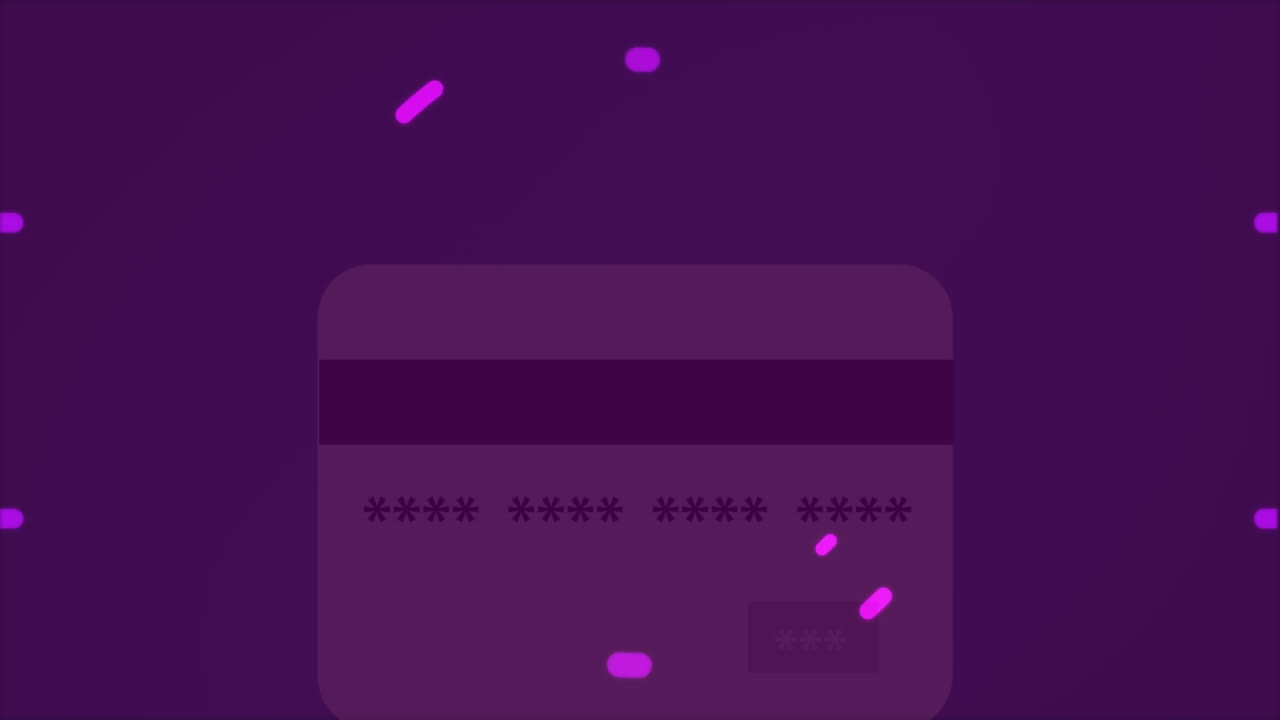 animación del escaneo de alcance púrpura sobre la tarjeta de crédito